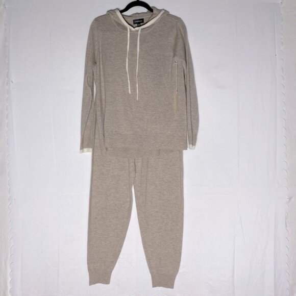 SOLD-Summersalt Beige Wool Cashmere Blend Jogger Hoodie Loungewear Set S/M - Picture 1 of 16